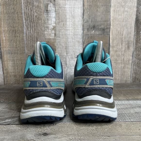 Womens Salomon Wings Flyte 2 Navy Blue Low Running Trail Sneakers Shoes Size 6 M - Picture 4 of 8